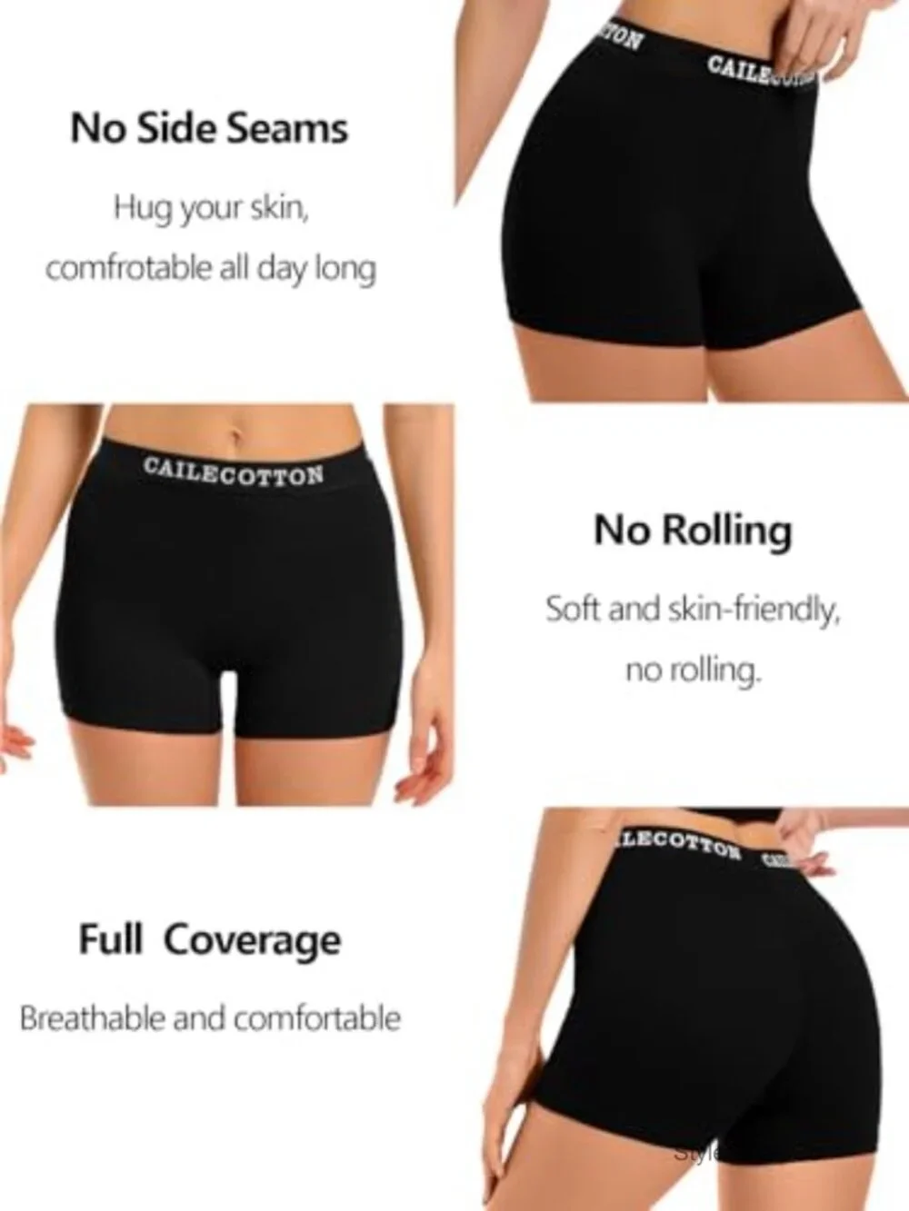 High Waisted Cotton Boxer Briefs Women Boy Short Panties 4 Pack
